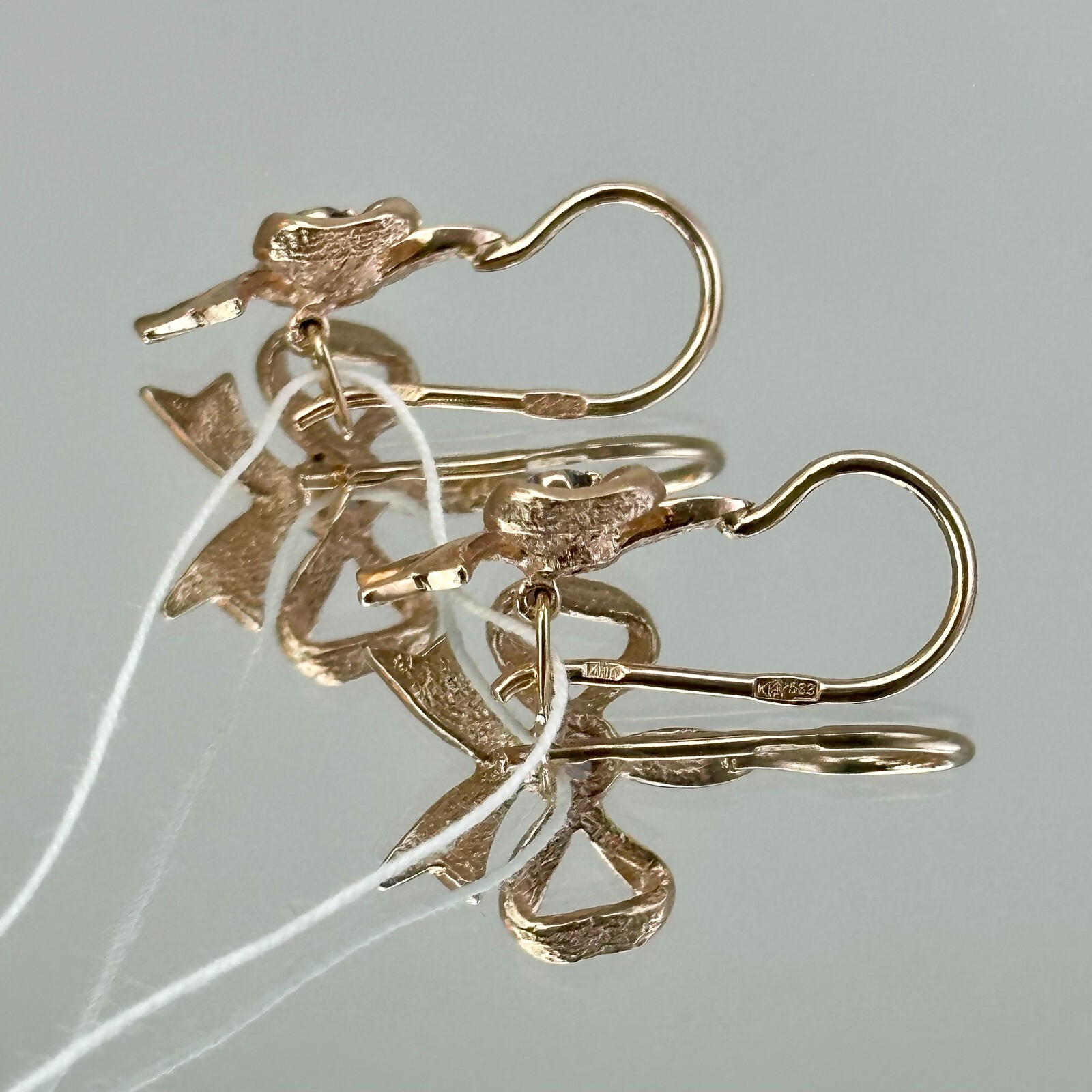 USSR Vintage Original Alexandrite (lab. made) Rose Gold Earrings 583 14K 4.02 g