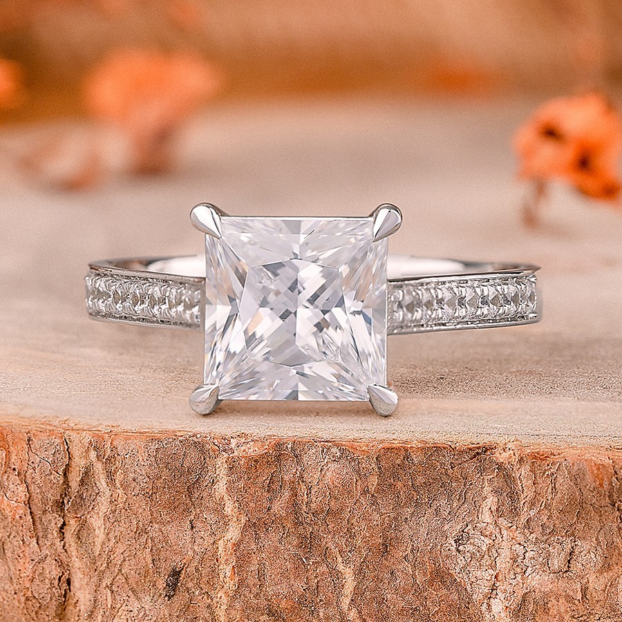 IGI Certified 3.17 CT Princess Lab Grown Diamond Engagement Ring 14k White Gold