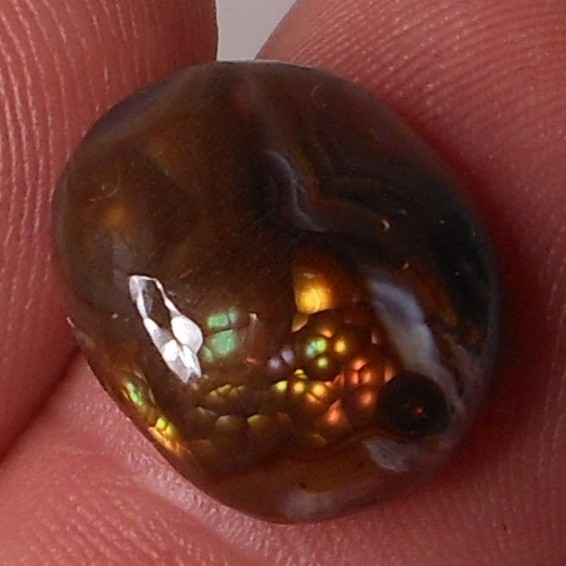 11.50ct Mexican Fire Agate 16mm x 13.5mm x 6.6mm (very bright)