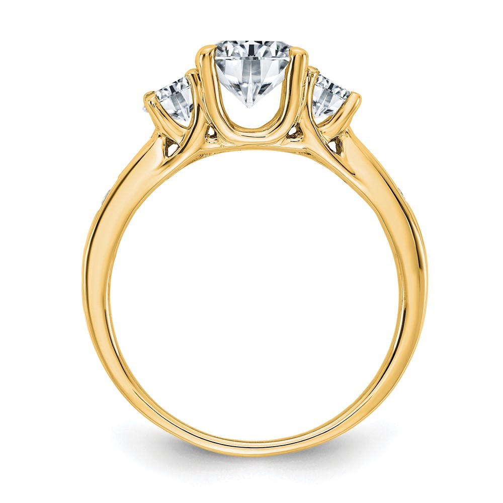 14k Yellow Gold 1.50ct. Round Cut Moissanite Three Stone Engagement Ring Size 7