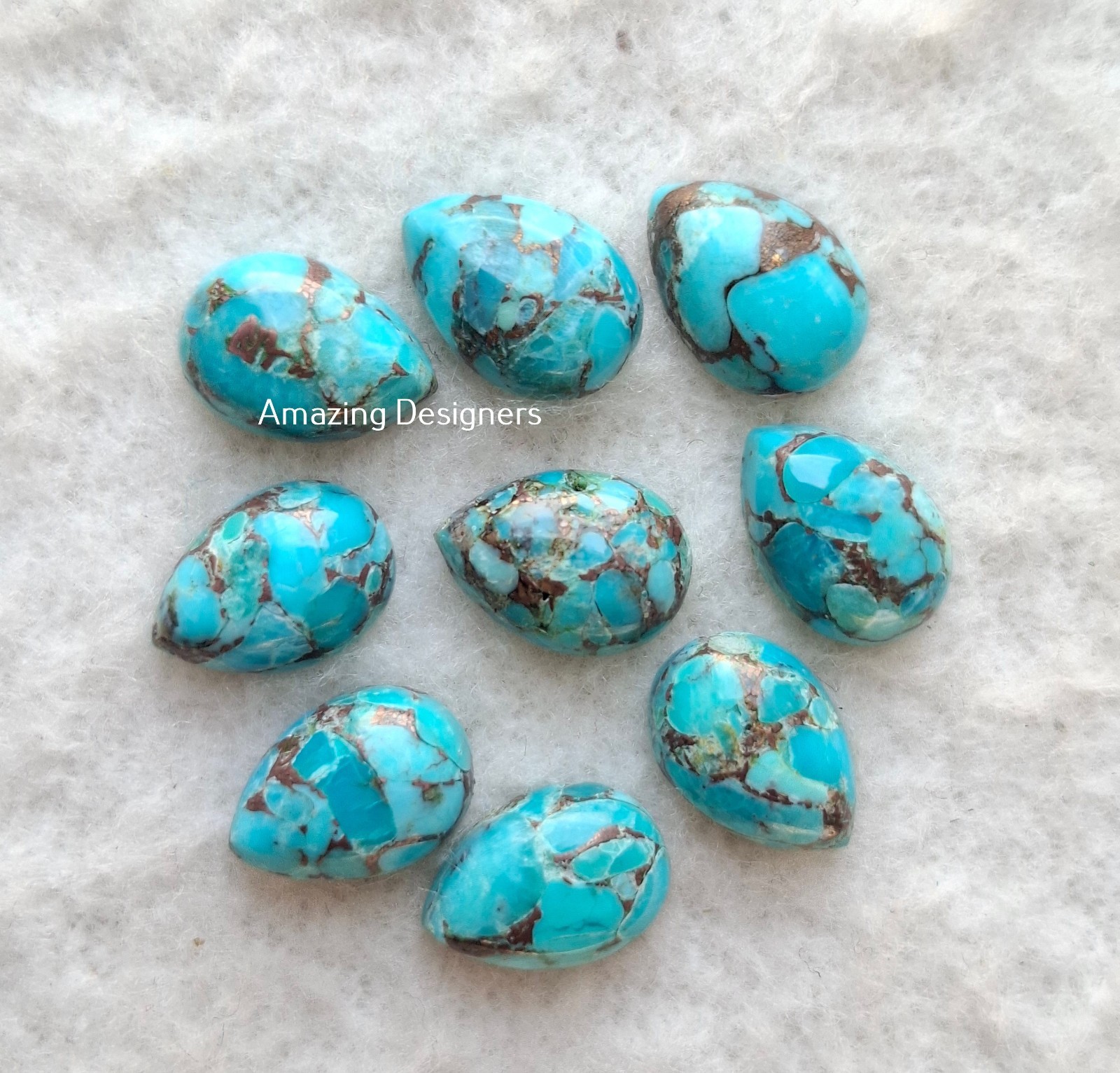 Natural Blue Copper Turquoise Pear Cabochon 5x7mm to 20x25mm Loose Gemstone