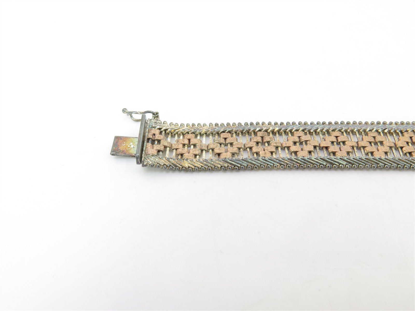 Milor Vintage Basket Weave Two-tone Bracelet .925 Sterling Italy 7.5 in