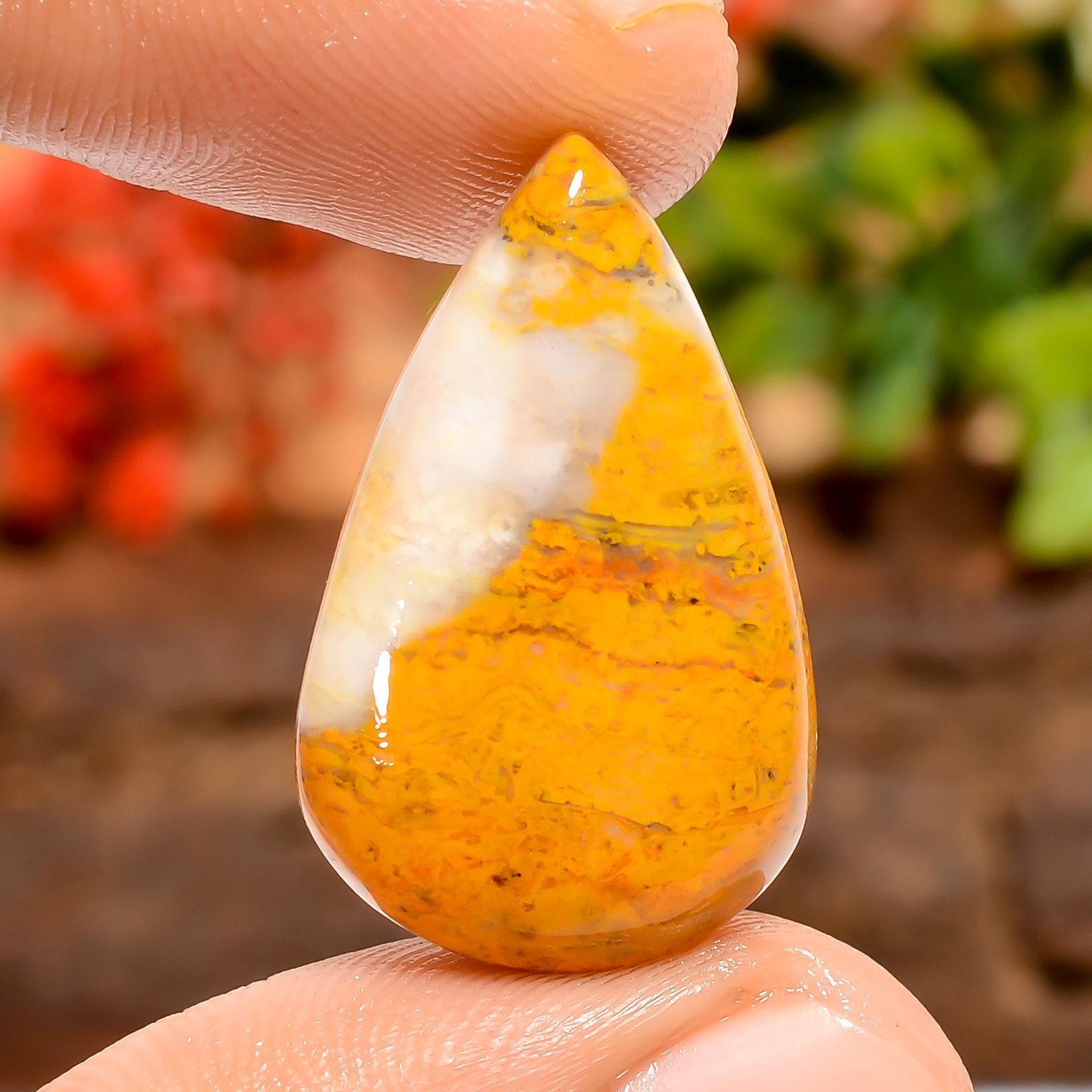 Natural Bumble Bee Jasper 19Ct Pear 26X16X6mm Yellow Stone for Loose Gemstone