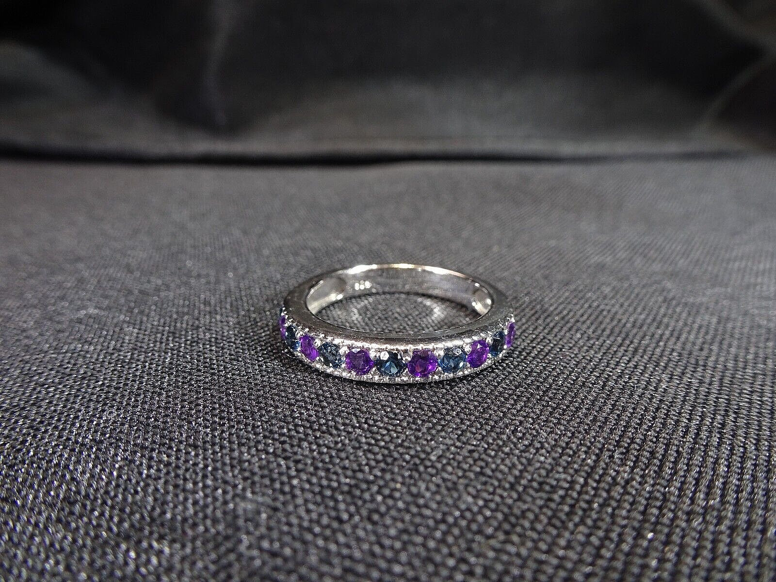 0.90 ct Natural Purple Amethyst & London Blue Topaz Solid Sterling Silver Ring