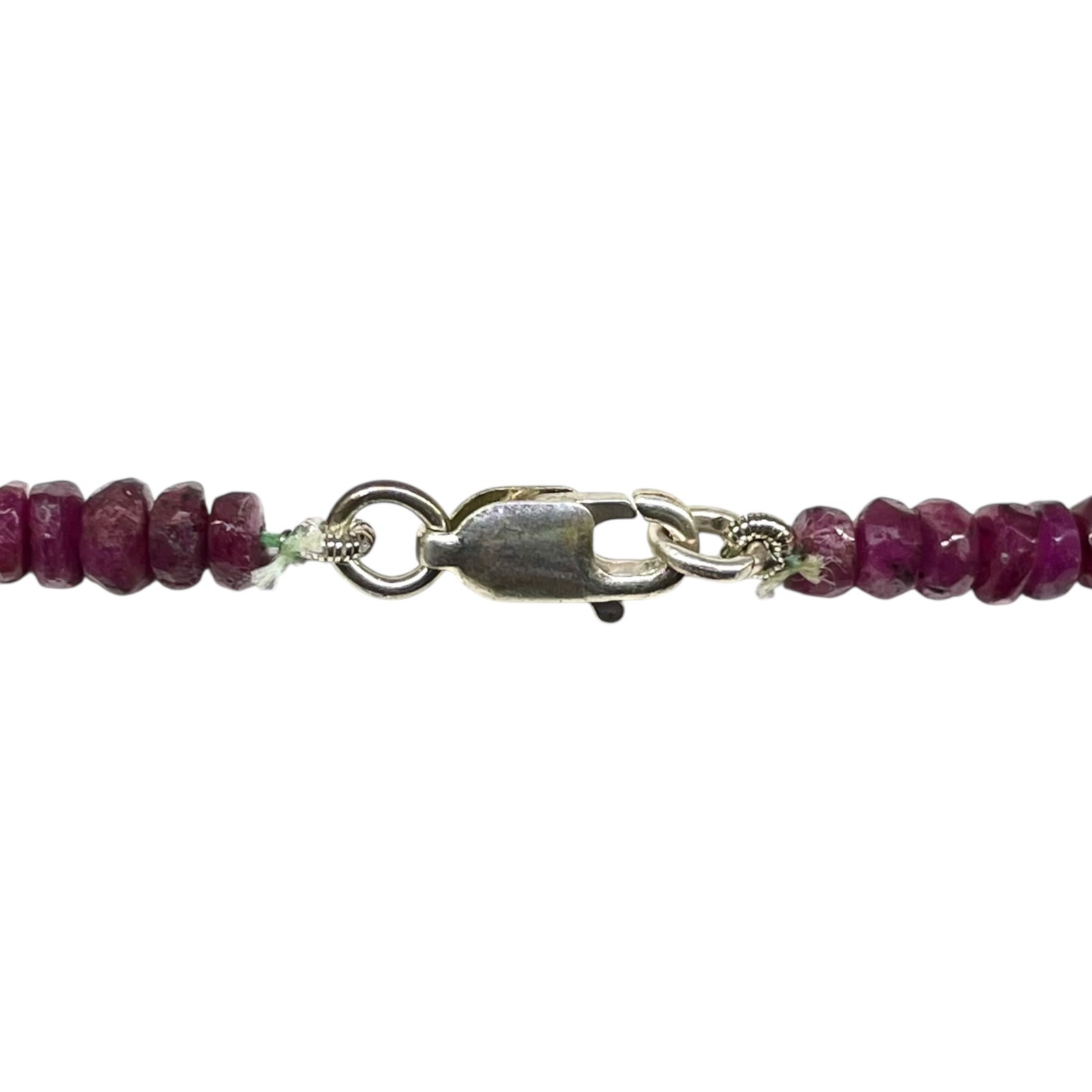 18 Inch Natural Ruby Necklace 3-4mm Shaded Faceted Cut Beads 925 Silver Clasp