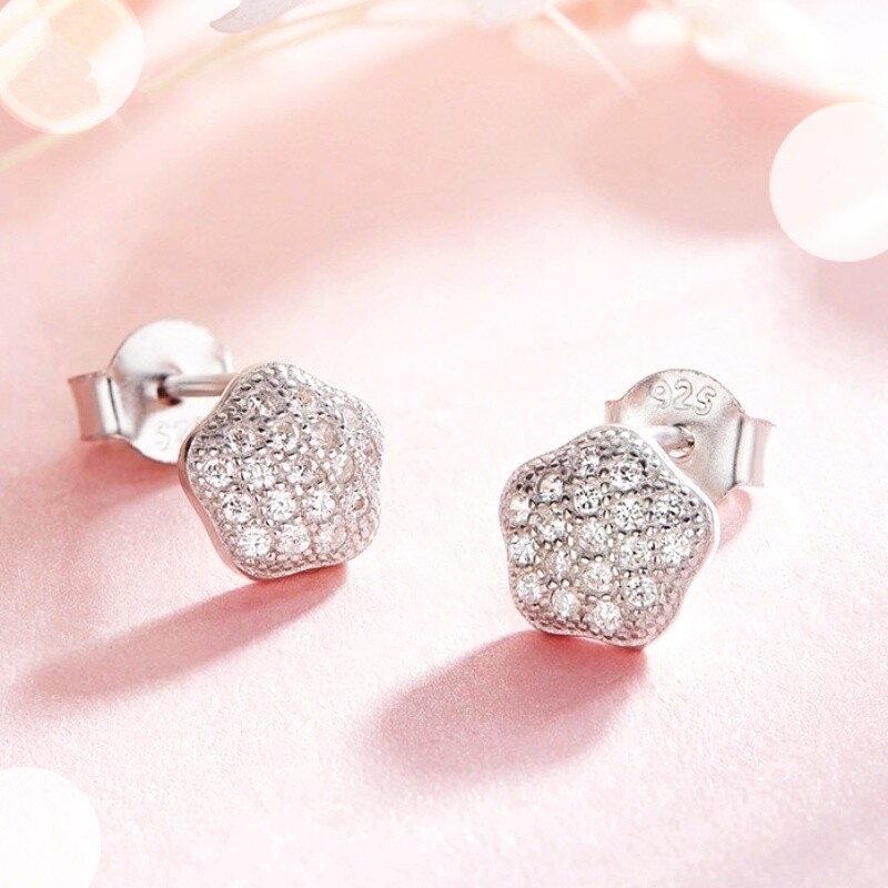 925 Sterling Silver Made With Swarovski Element Sliver Slim Star Stud Earrings