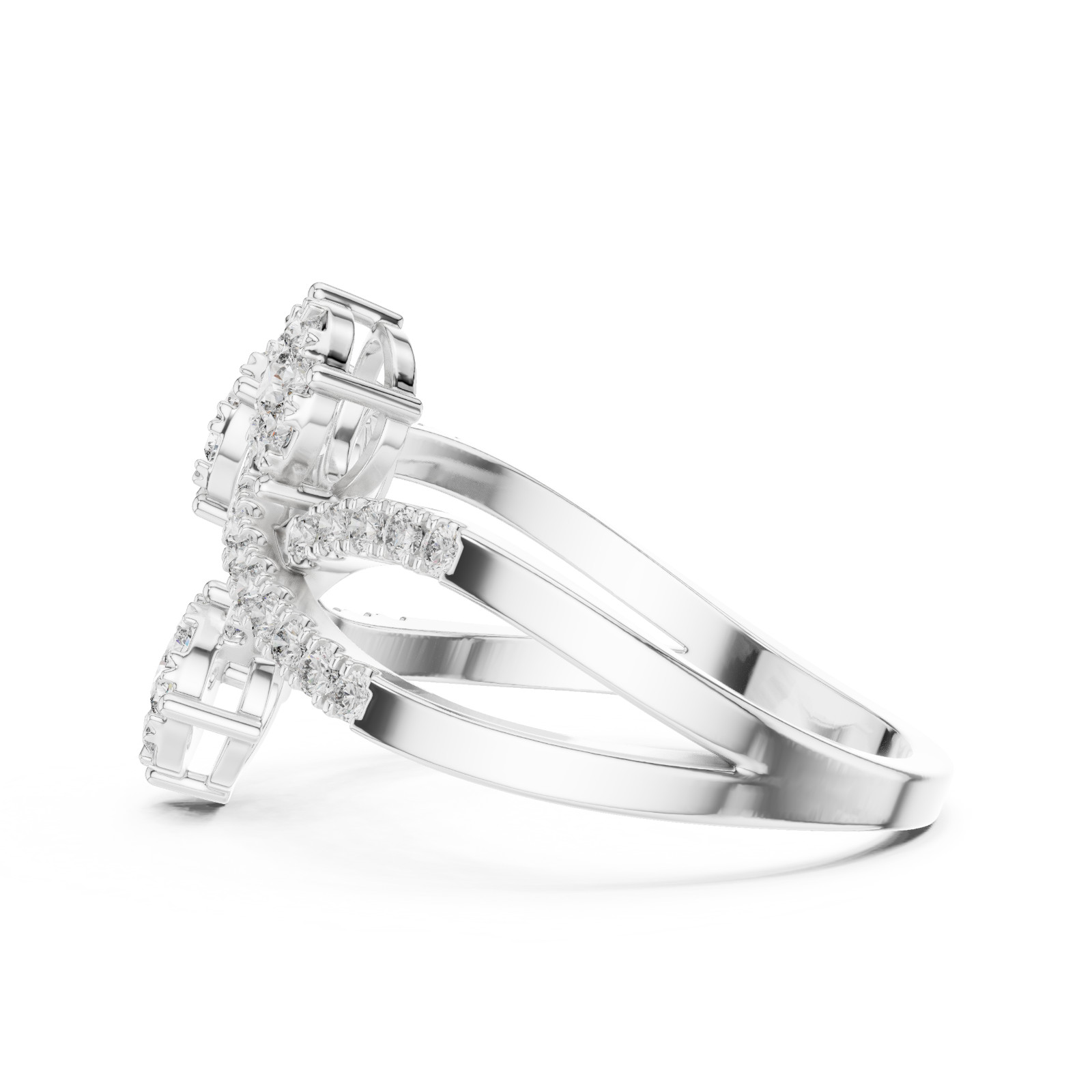 Natural 55 Pc Round Certfied VVS1 White Diamond Wedding Designer Ring 925 Silver
