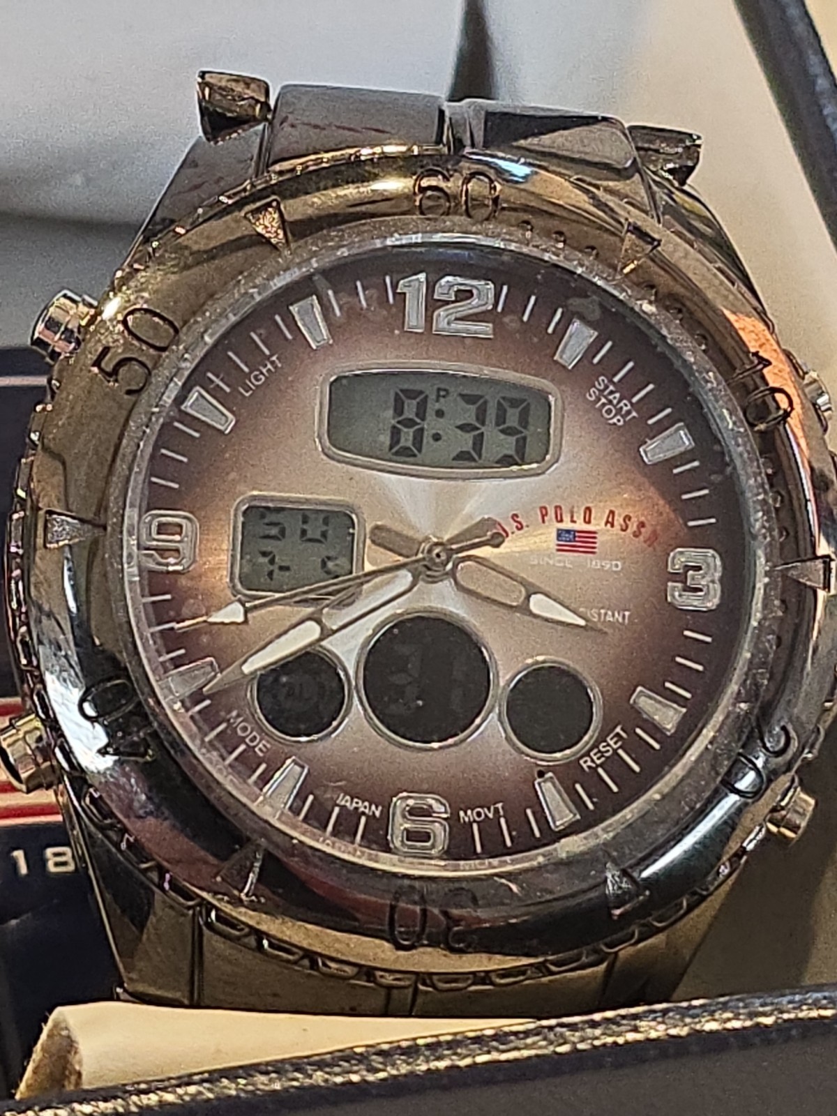 U.S. Polo Assn Men’s Silver Tone Digital & Analog Quartz US8139JC *NEW* (5C)