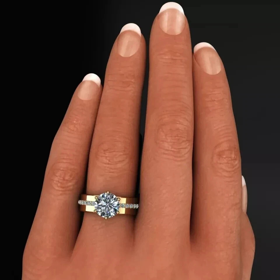 5 Ct Certified Round Cut Natural Diamond Ring Solitaire VVS1 Yellow Gold Finish