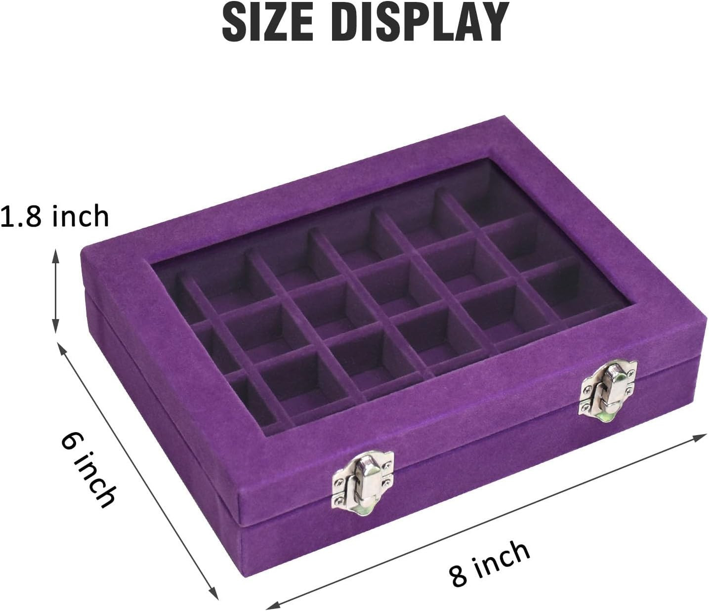 Velvet Jewelry Box 24 Grid Jewelry Ring Display Organiser Box Tray Holder Earrin
