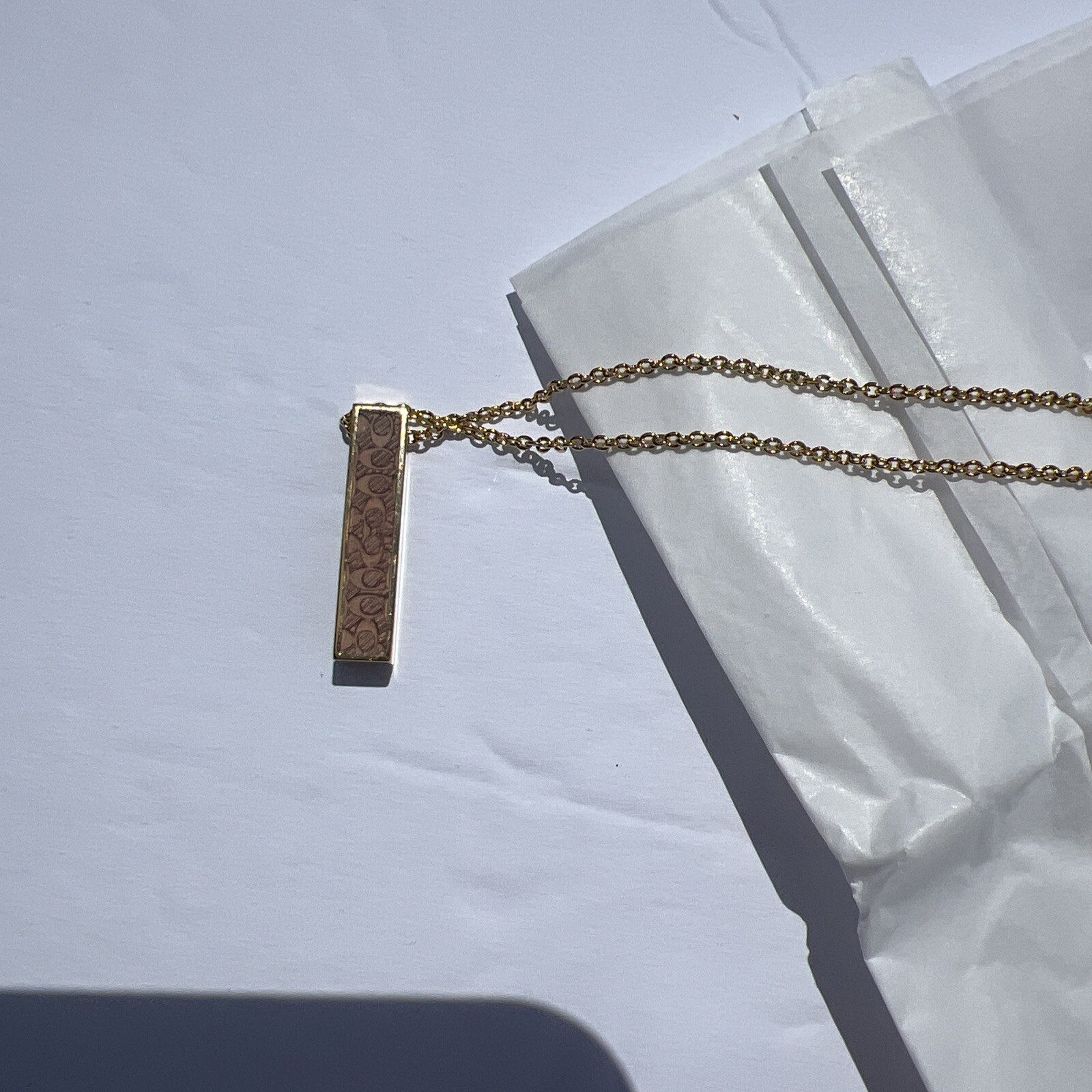 COACH Enameled SIG C 1” BAR 30” NECKLACE GOLD/PL Authentic LOGO NWT NEW