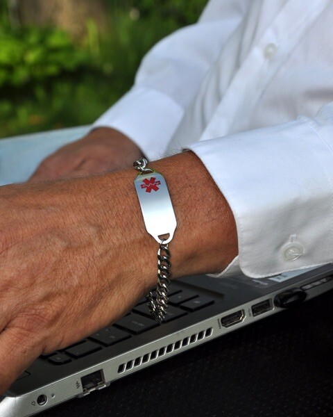 Medical Alert ID Bracelet -FREE ID Wallet Card,Engraving -Men’s Women’s USA