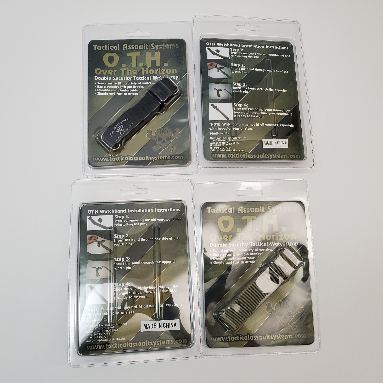 Lot 4x Tactical Assault Systems O.T.H. Over the Horizon Watchstraps Olive/Black