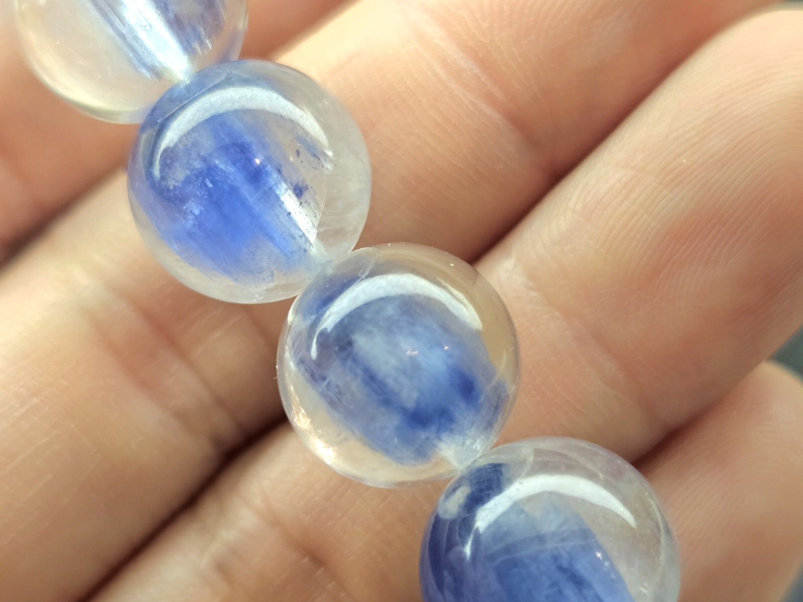 Rare Top Quality Icy Blue Kyanite Beads Bracelet 13.4mm