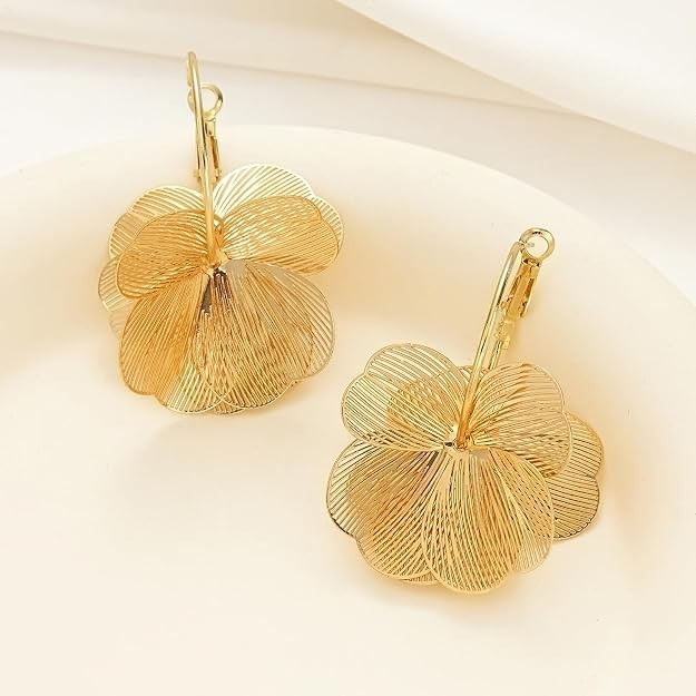 Flower Hoop Earrings for Women Floral Drop Statement Earrings Trendy Fashion Jew