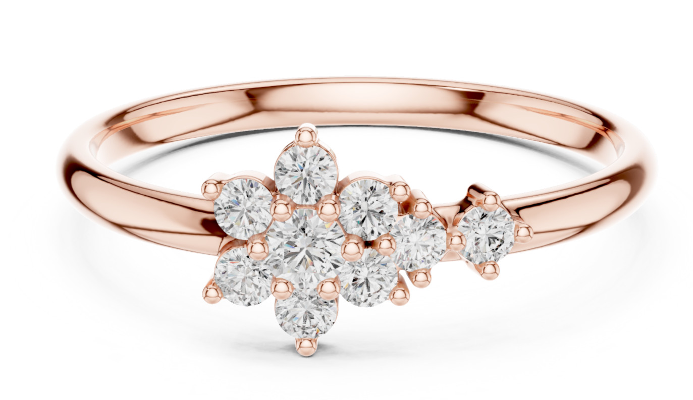 Certified VVS1 Natural Diamond Cluster Anniversary Jewellery Ring 14K Gold Over
