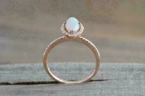 2.50Ct Marquise Cut Natural Fire Opal Halo Wedding Ring 14K Rose Gold Plated