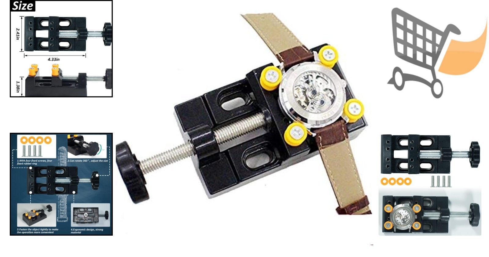 Adjustable Watch Case Holder Tool Metal Plastic Watchmaker Repair Tool