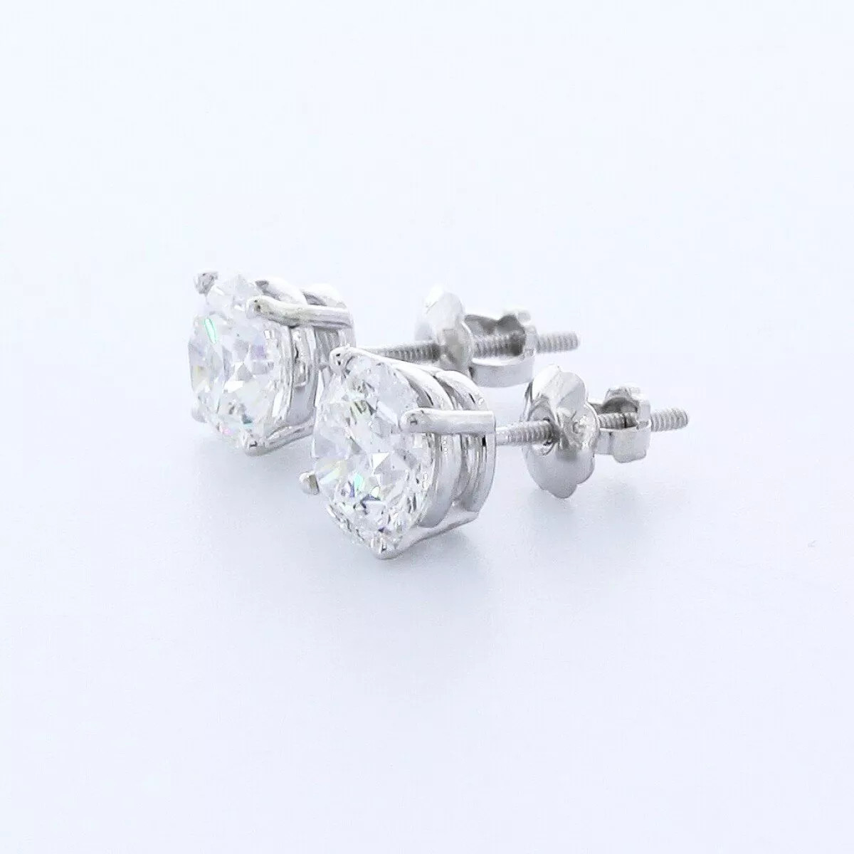 Stud Earrings Solid 14K White Gold Classic 1.40 CT Round Natural Diamond F SI1