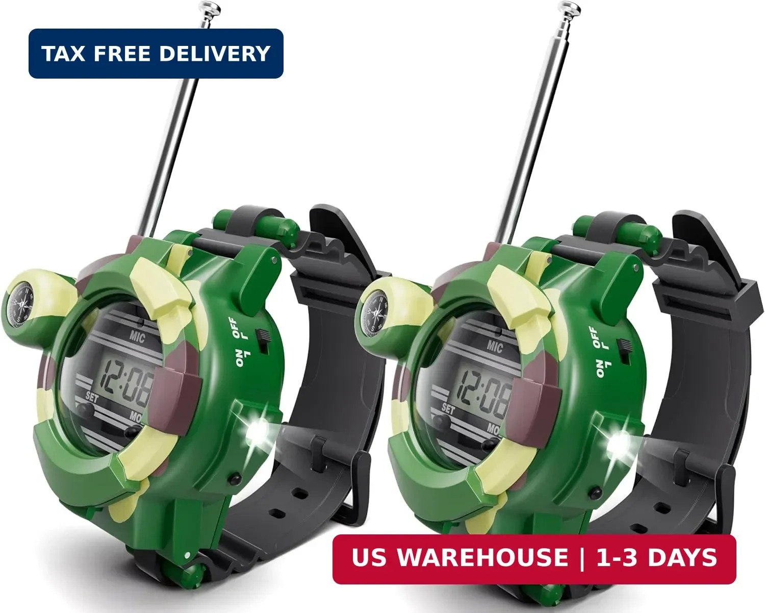 Walkie Talkies Watch, Spy Watch Army Toys for Kids Age 8-12, 7 in 1 Digital Watc