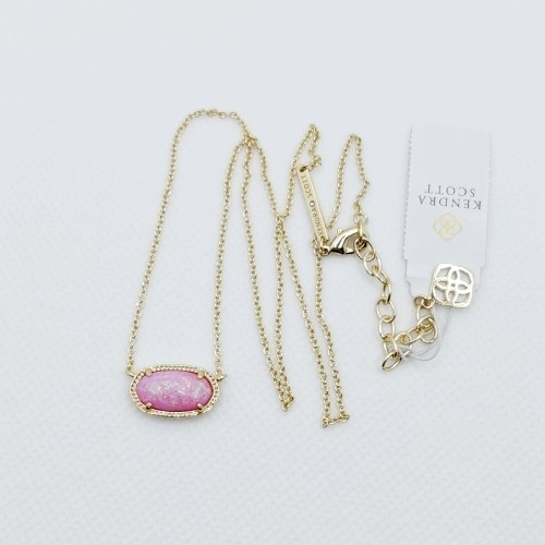 Kendra Scott Elisa Gold Pendant Necklace in Pink Opal
