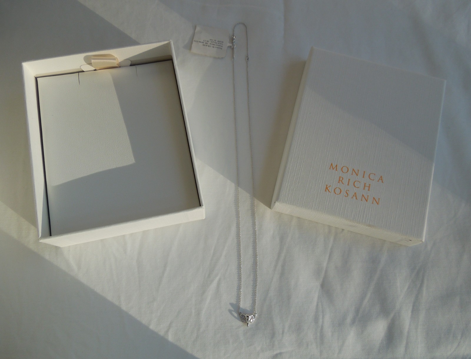 Monica Rich Kosann 18K White Gold & Diamond Elephant Luck Necklace $1,100 NWT