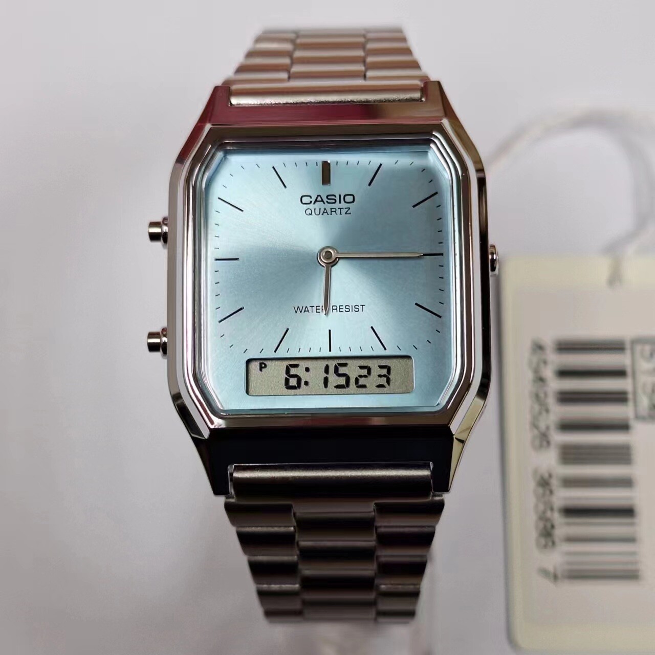 CASIO AQ-230A-2A1 Retro Vintage Blue Dual time Stainless Steel Band Watch