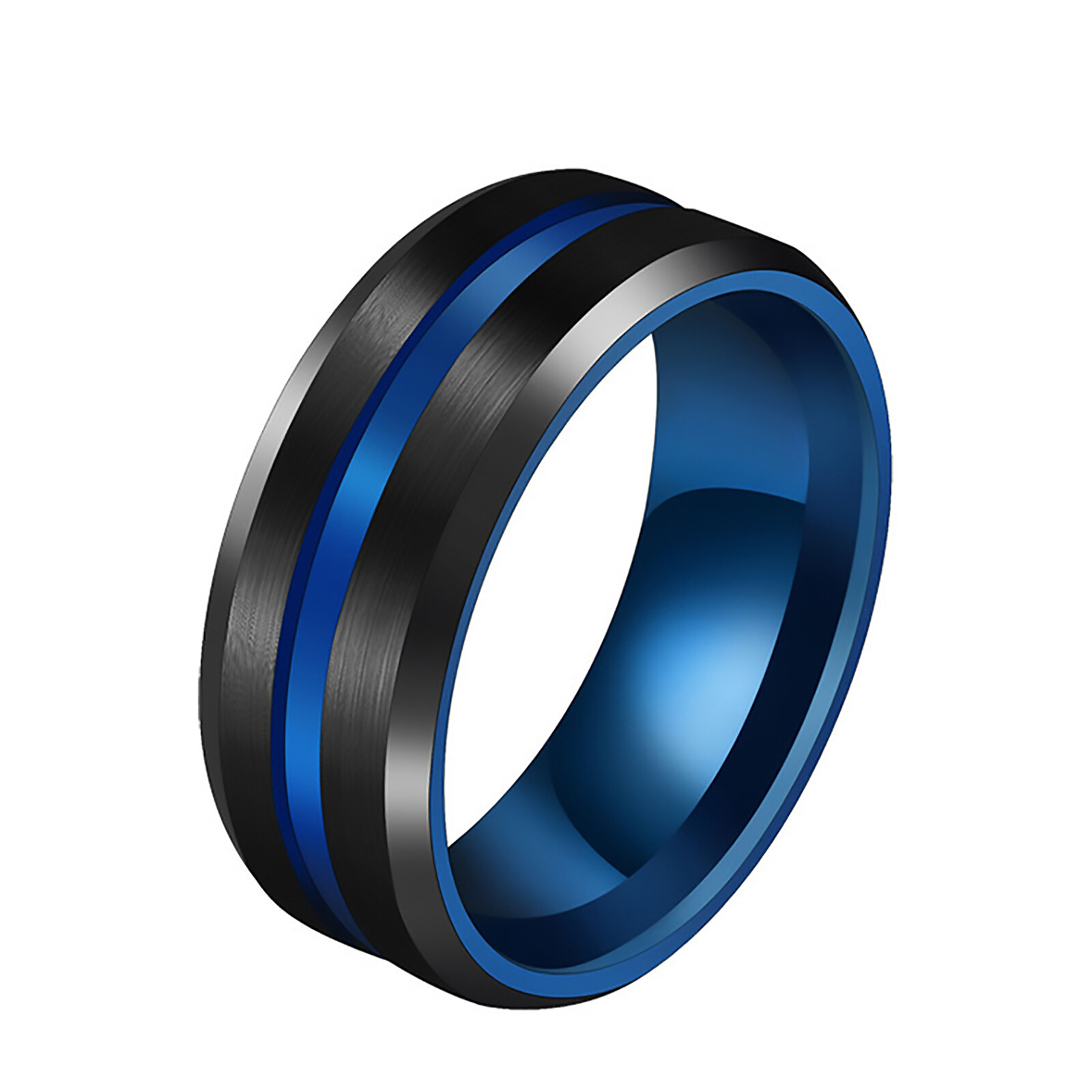 2Pcs His Hers Matching Blue CZ Crown Wedding Rings Stainless Steel Promise Bands