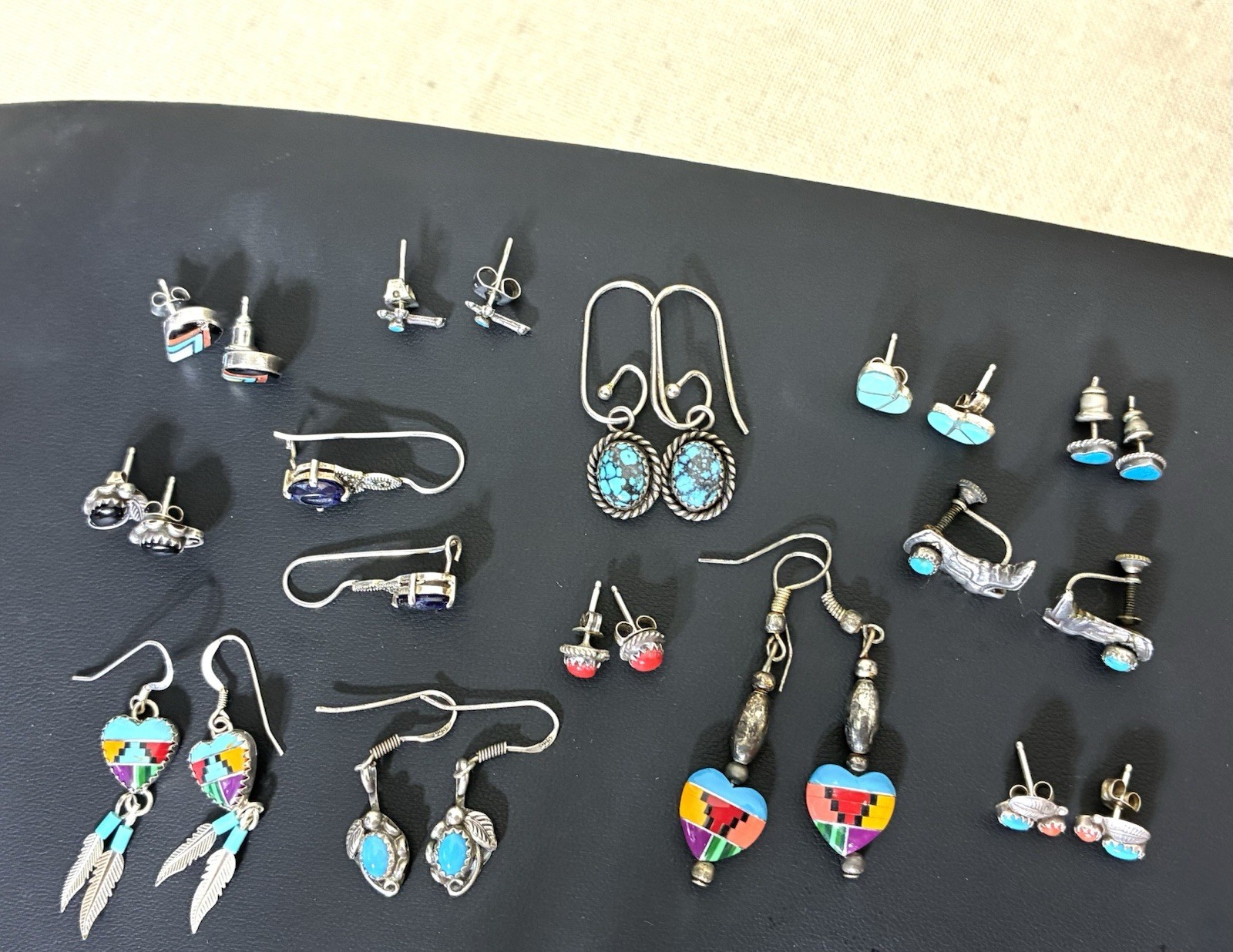 Sterling Silver Southwest Earrings Lot Turquoise 13 Pairs 925