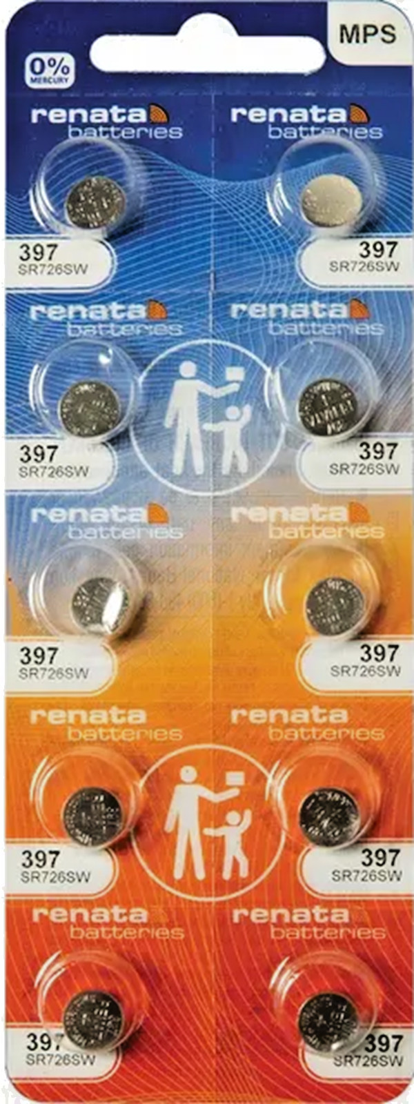 Box of 100 Renata 397 SR726SW Silver Oxide Batteries 1.55V-Swiss Made