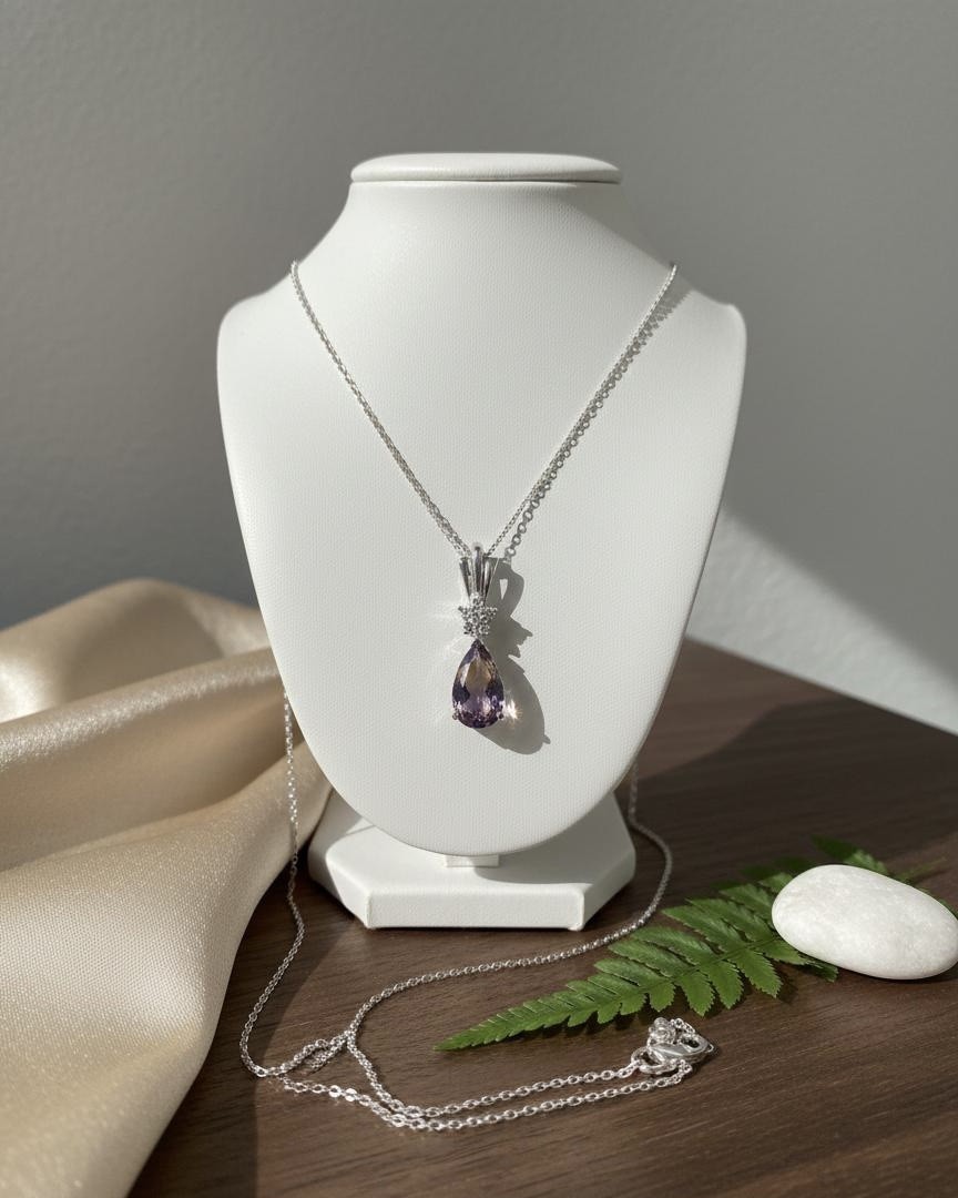 Luxury Bolivianite Necklace Rare Natural Gemstone with 925 Italian Silver Chain