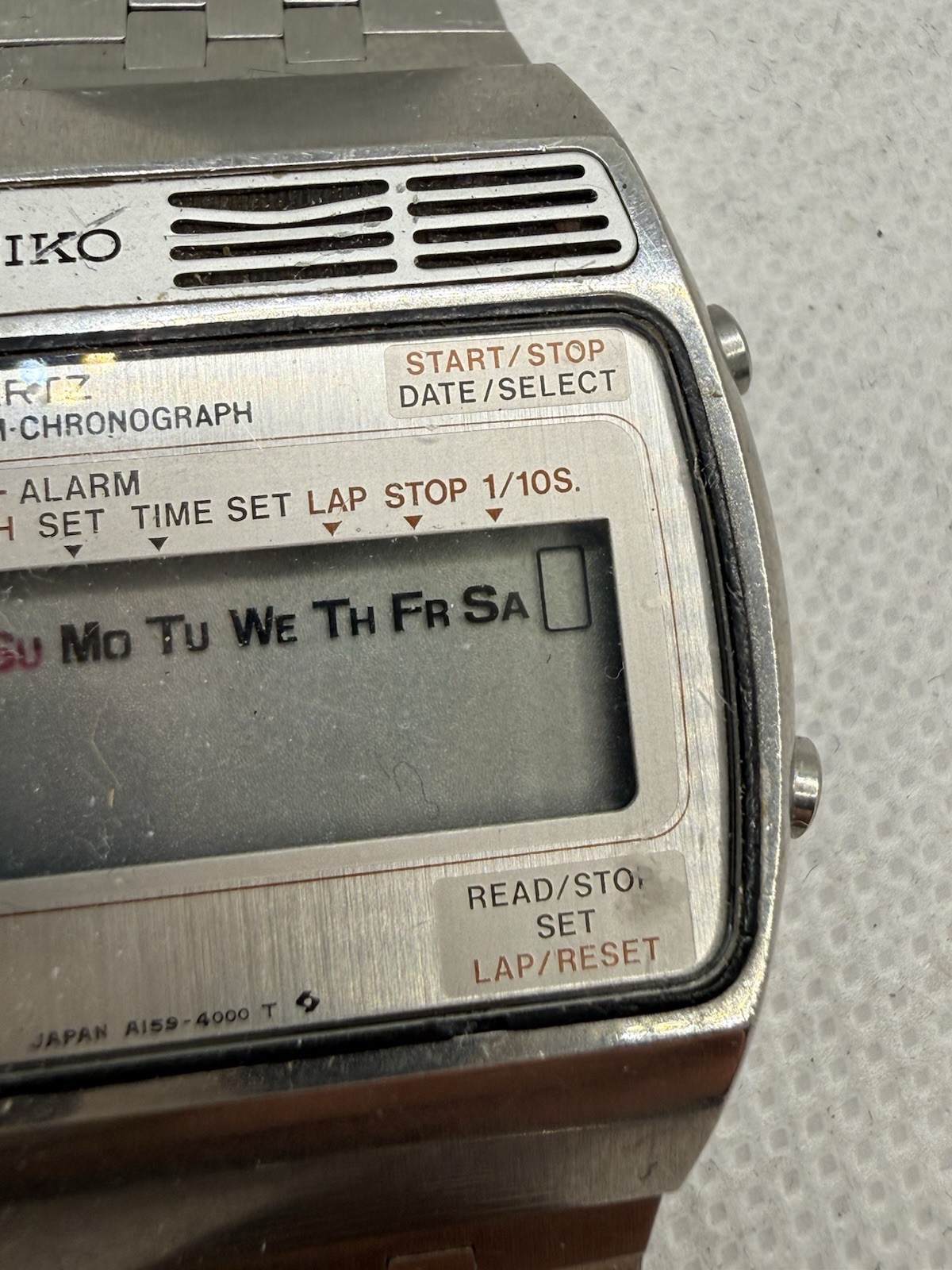 Seiko A159-4000 T Digital Watch Vintage Stainless Steel Untested Needs Battery