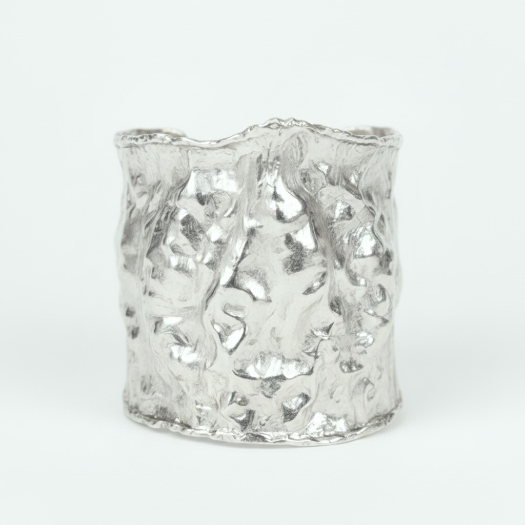 Hammered CUSTOM Organic Solid 999 Silver Bracelet Cff 80g Wide 75mm ALL Sizes