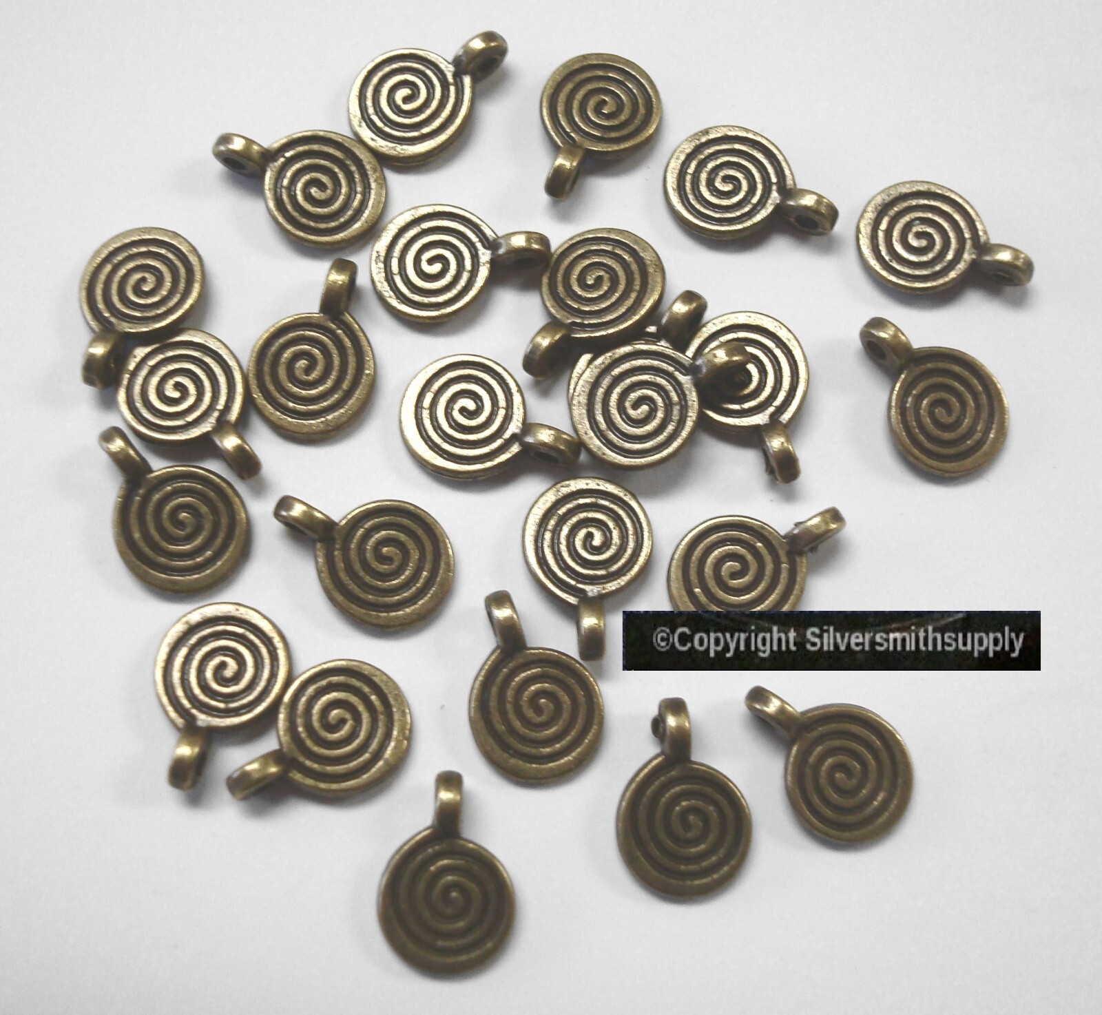 12mm Spiral swirl coil charms earrings pendants BRONZE plt 25pcs CFP177