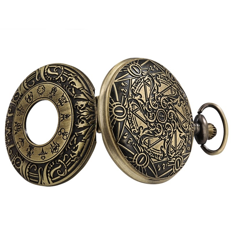 Steampunk Gear Quartz Pocket Watch Multi-Style Choose Color & Design Chain Gift