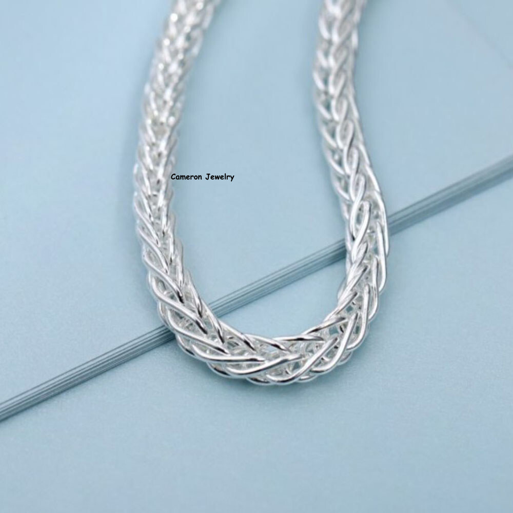 Solid S999 Fine Silver Chain Men Women 5.5mm Double Wheat Link Necklace 20-28in