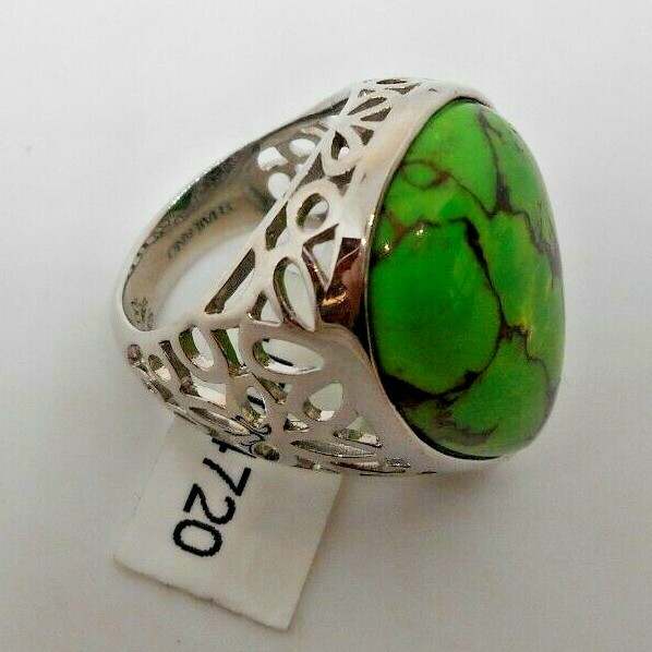 Artisan Ring Green Turquoise Sterling Silver 7.5 MSI Miki Bangkok Thailand