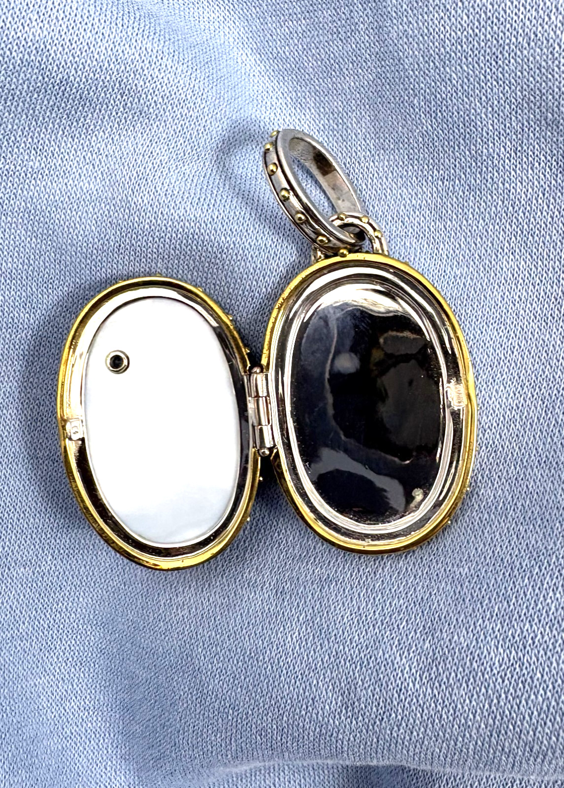 Sajen Big Sterling Silver, Bronze and Gemstone Buddah Locket Pendant 2 1/2″