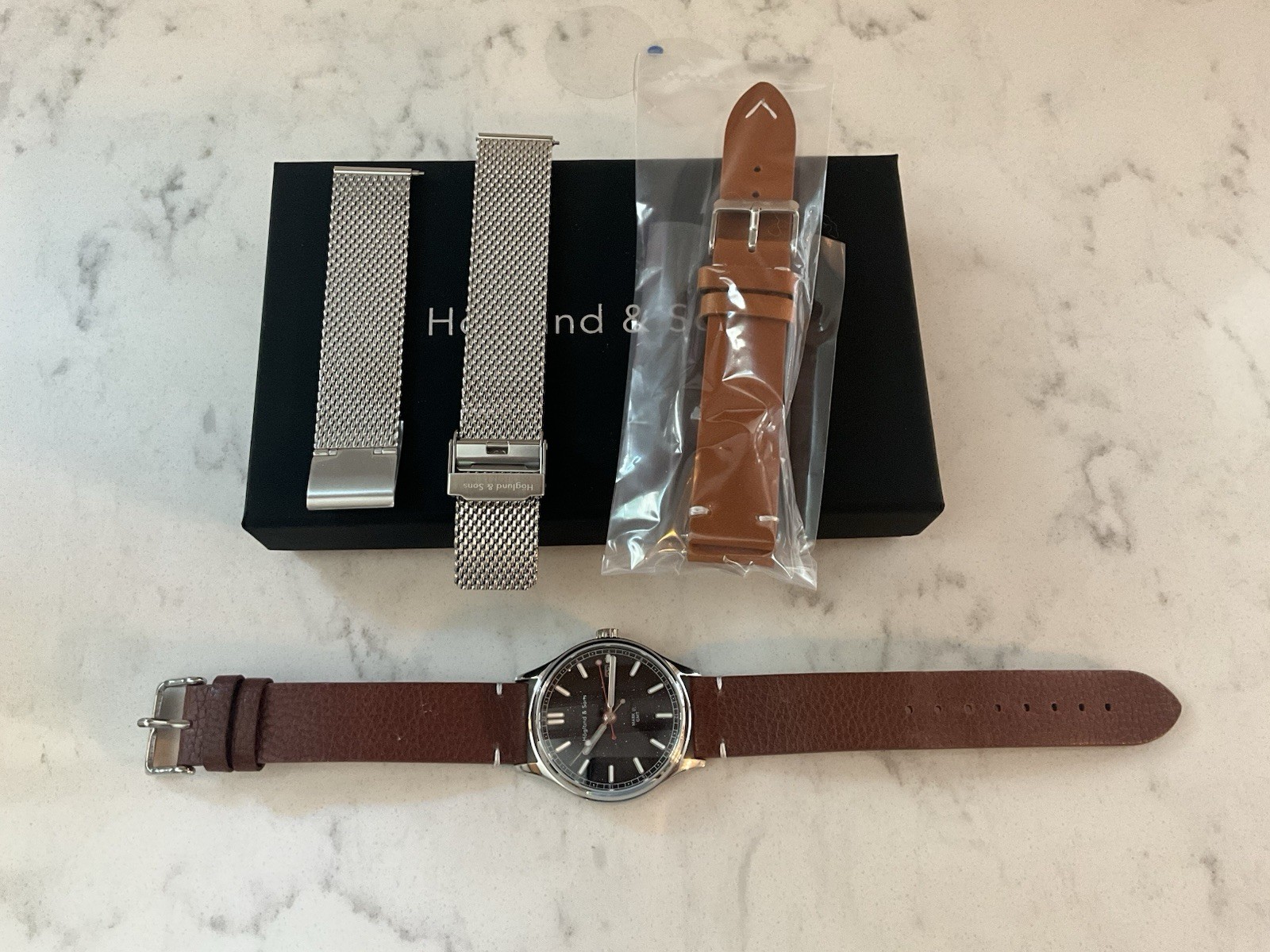 Hoglund & Sons Watch GMT Blue Aventurine Dial Watch 3 Bracelet/Strap Options