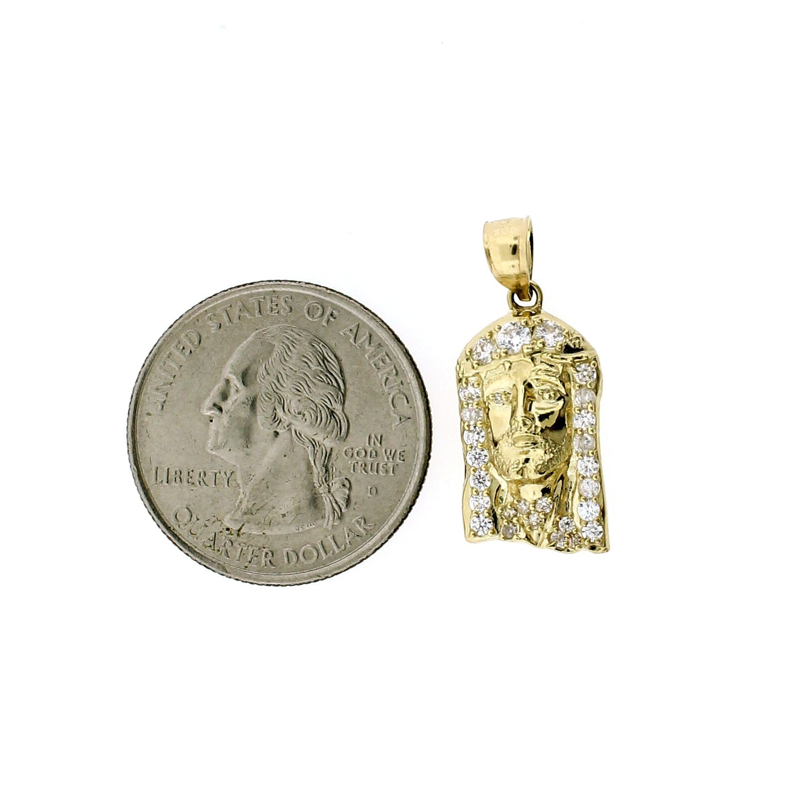 Mens Real 10K Yellow Gold Jesus Head Face Pendant, 10KT Gold Charm