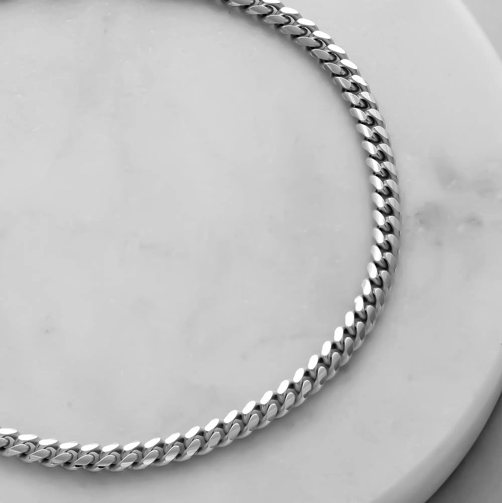 925 Sterling Silver 3.2mm Rhodium Miami Cuban Curb Bracelet 7″ 8” 9” Italy