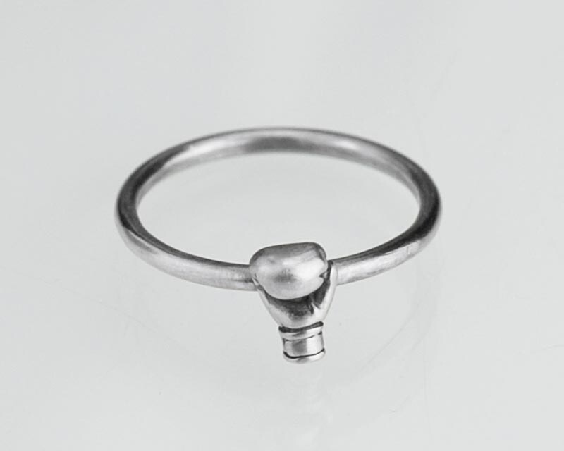 Sterling Silver Boxing Glove Ring Handmade Custom Sizes Available Solid .925