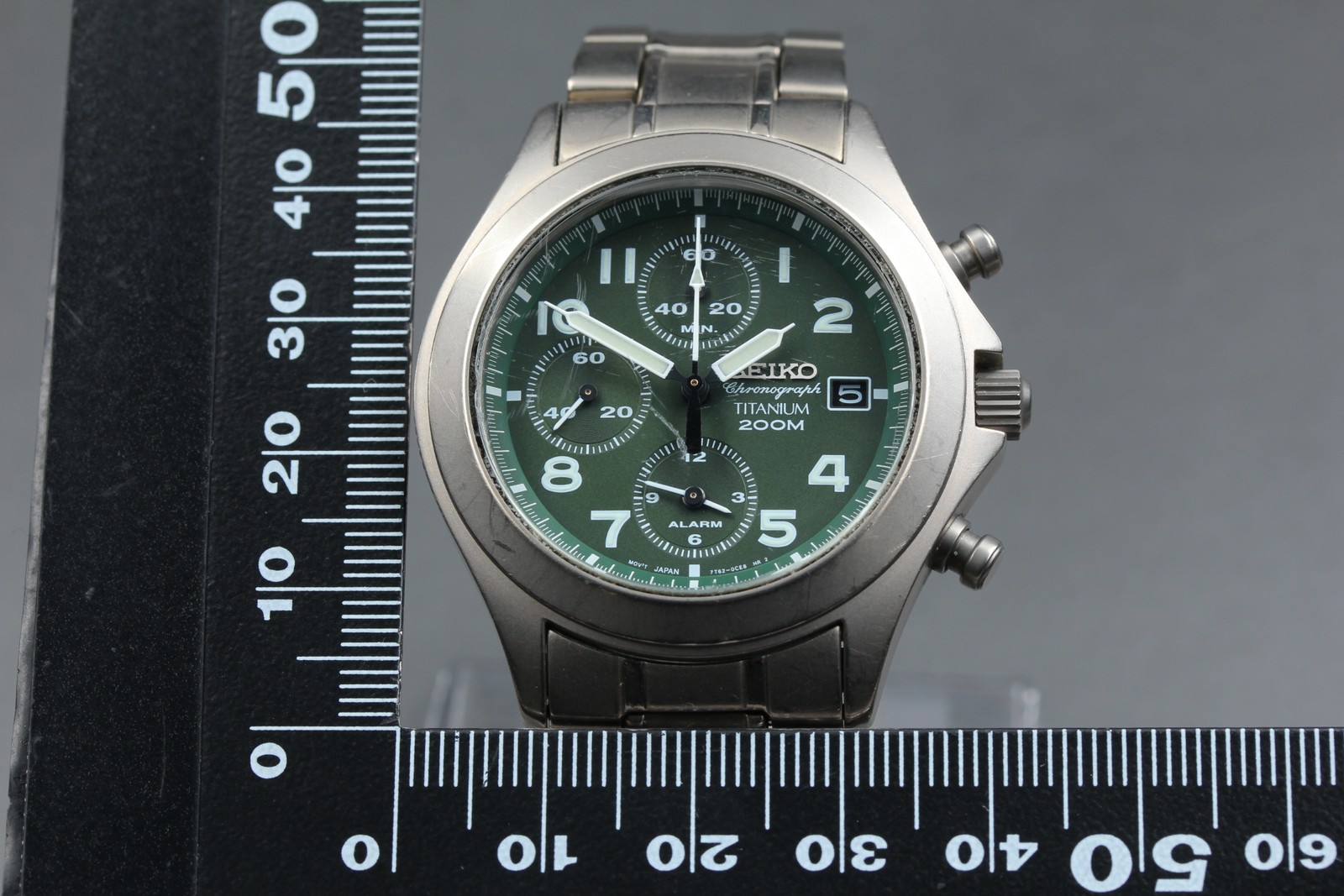 16cm Vintage SEIKO chronograph titanium 200M 7T62-0BZ0 QZ 40mm Men’s Watch JAPAN