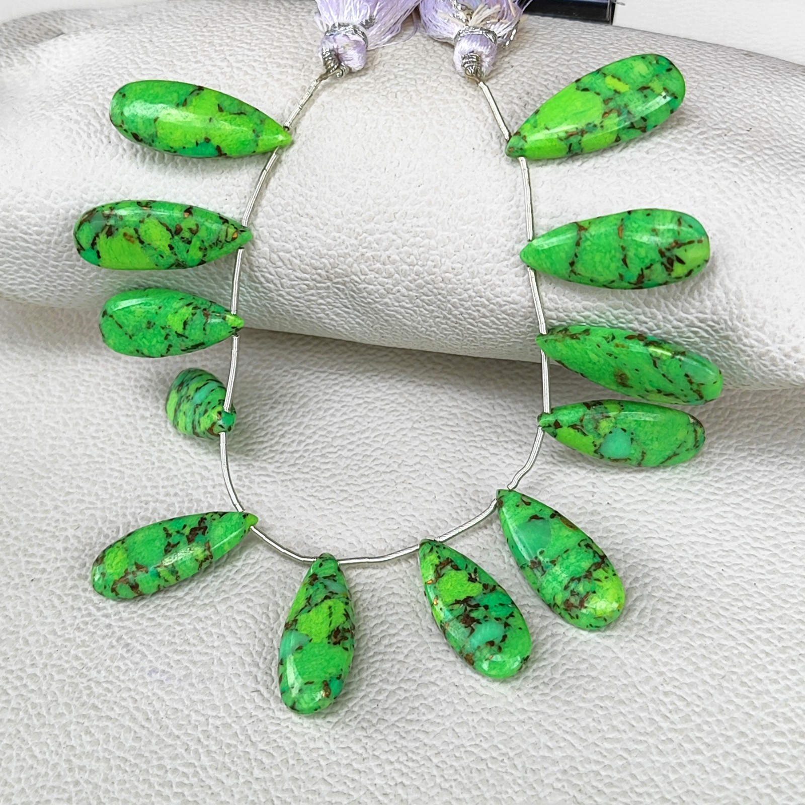 6″ Strand Green Turquoise Smooth Pear Shape Beads 25x10mm