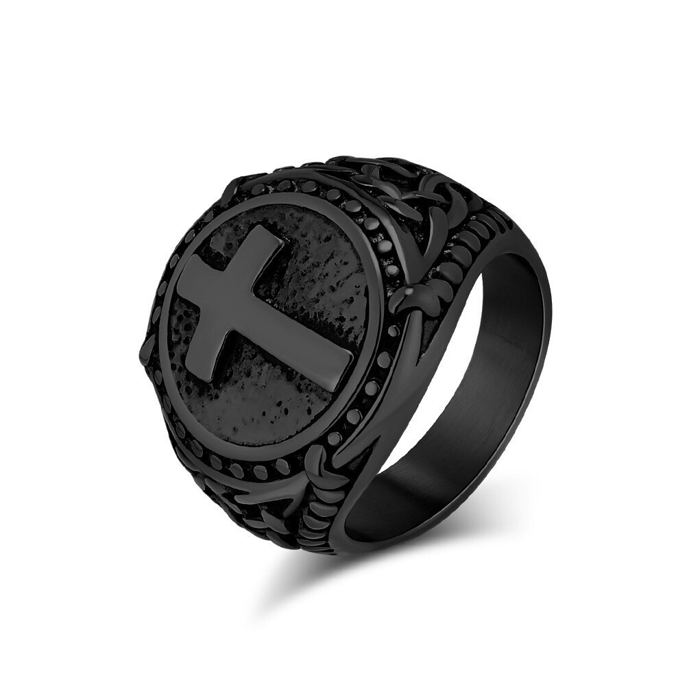 Mens Celtic Knot Cross Signet Ring Gothic Stainless Steel Biker Band Boy Jewelry