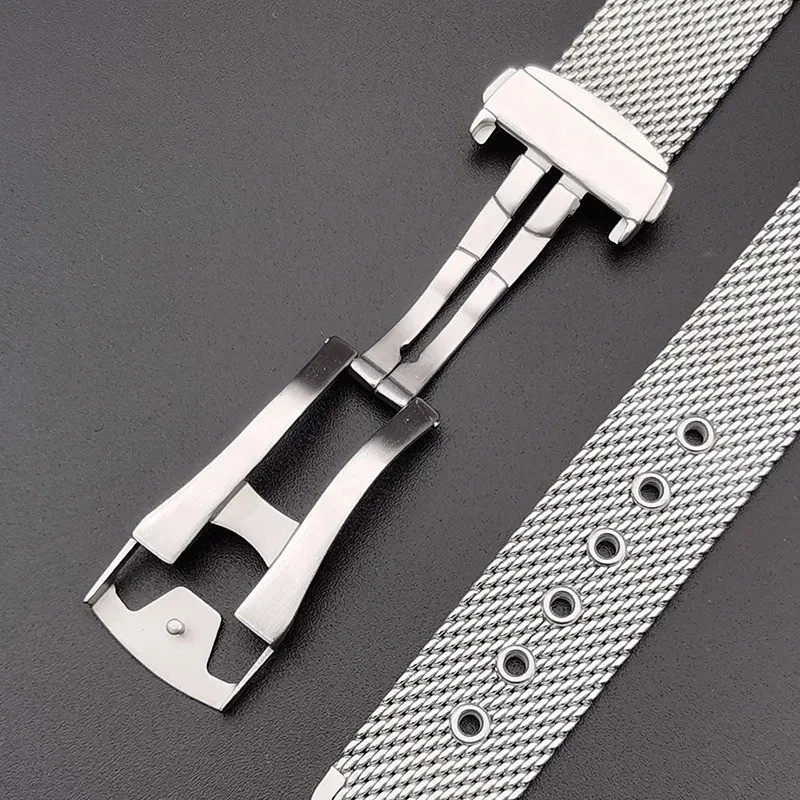 Solid Stainless Steel Mesh Band For Omega Seamaster With 4 Spring Bars