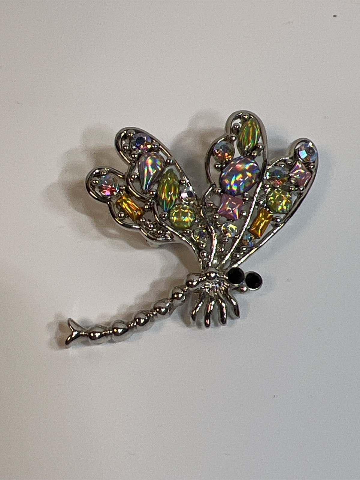 Lot Of 3ea Beautiful Dragonfly Brooches / Lapel Pins / Metal And Enamel