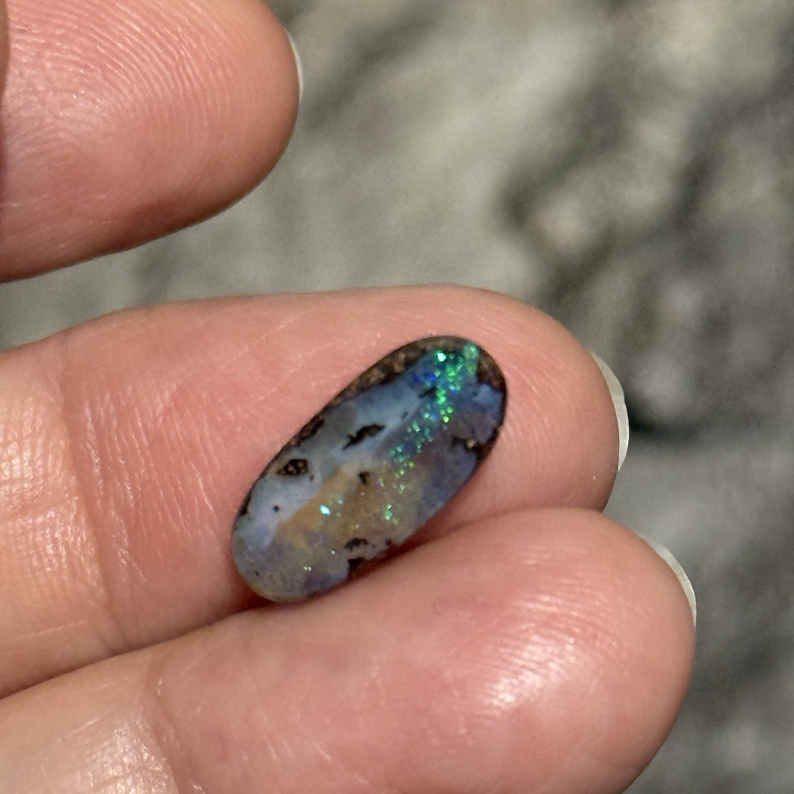3.25ct 16x7x3mm Sparkly Natural Boulder Australian Opal Oval Cabochon Gem
