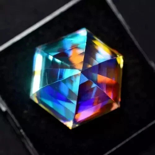 103 Ct Natural Mystic Topaz Rainbow Color Hexagon Certified Loose Gemstone