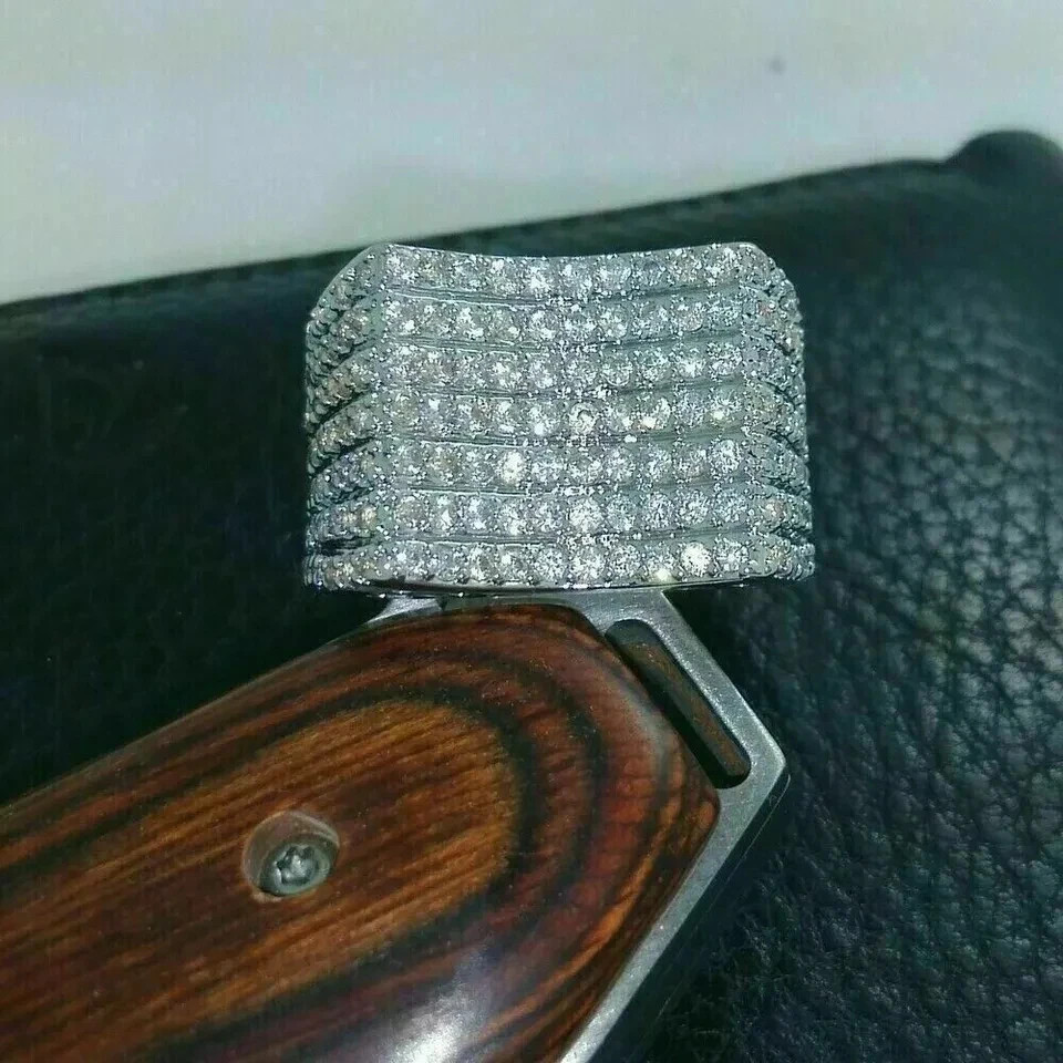 3 Ct Round Cut Real Moissanite Men’s Wedding Band Pinky Ring 925 Sterling Silver